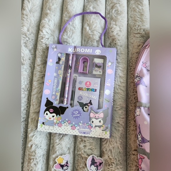 Kuromi Lavender Backpack Bookbag Set - Picture 3 of 8